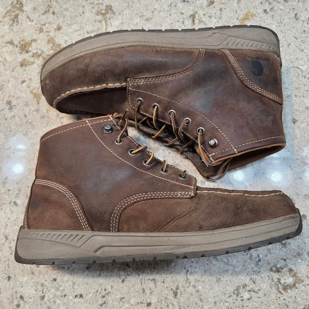 Carhartt Mens CMX4023 Lightweight Wedge Work Boots Brown Leather Moc Toe 11 M